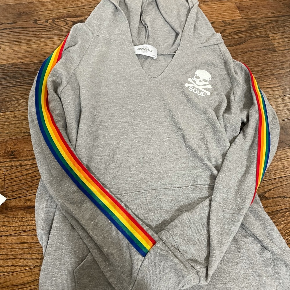 Soul Cycle Rainbow Striped Hoodie
